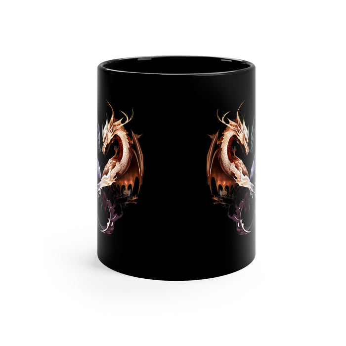 11oz Black Mug - Harmony in Duality: Embrace the Dance of Yin and Yang Dragons!