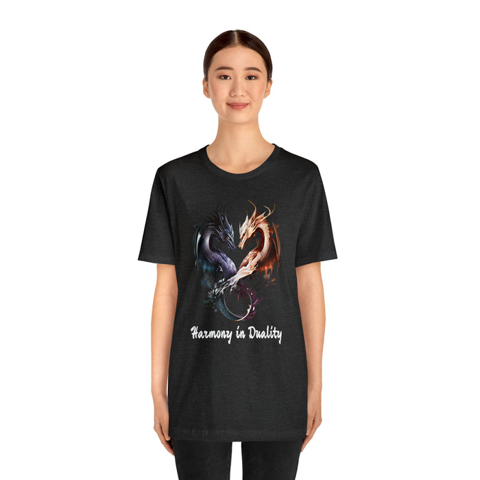 Unisex Jersey Short Sleeve Tee - Harmony in Duality: Embrace the Dance of Yin and Yang Dragons!