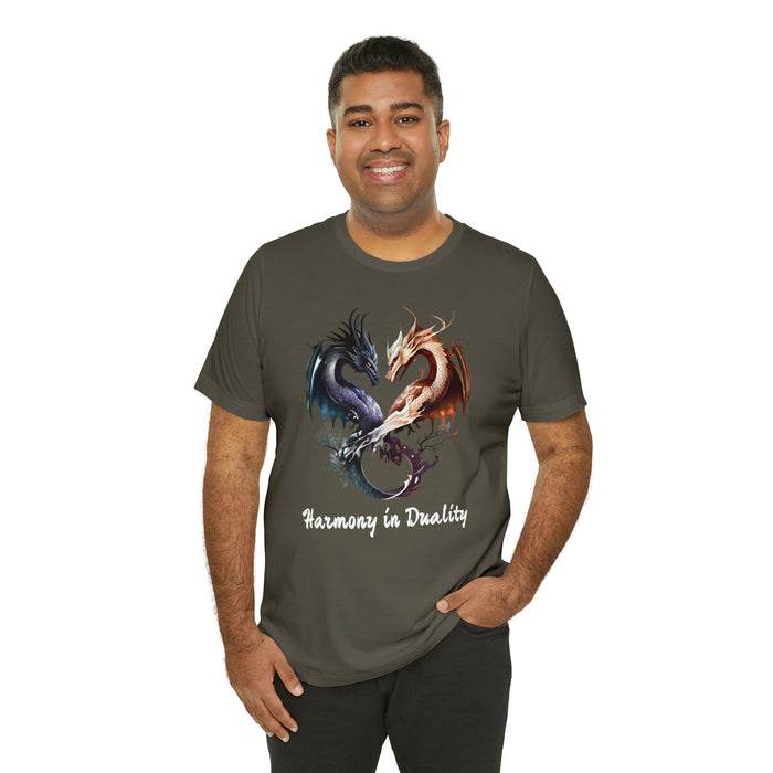 Unisex Jersey Short Sleeve Tee - Harmony in Duality: Embrace the Dance of Yin and Yang Dragons!