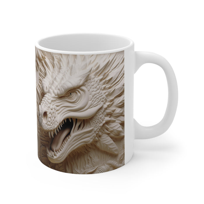 Ceramic Mug 11oz - 3D White Dragon Sublimation Mug