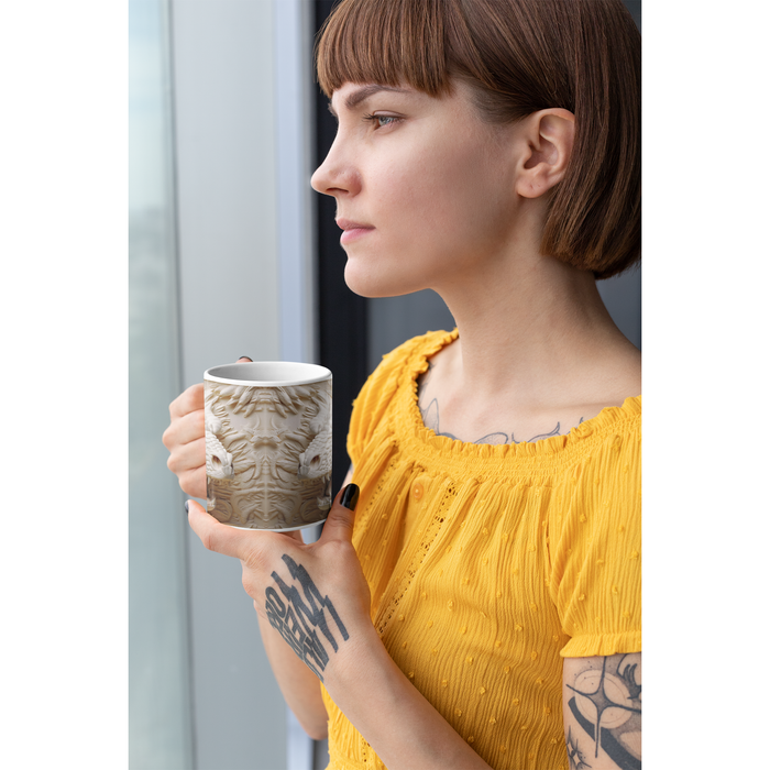 Ceramic Mug 11oz - 3D White Dragon Sublimation Mug