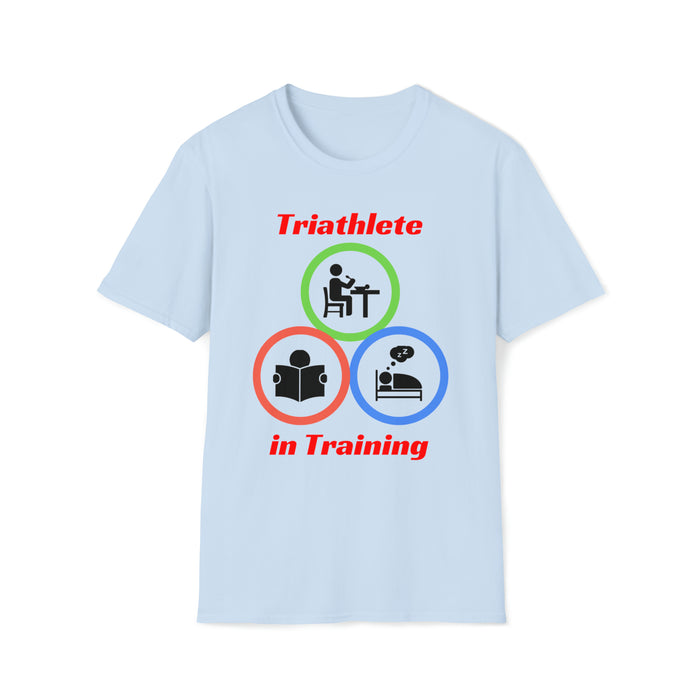 Unisex Softstyle T-Shirt - "Triathlete in Training": Read - Eat - Sleep