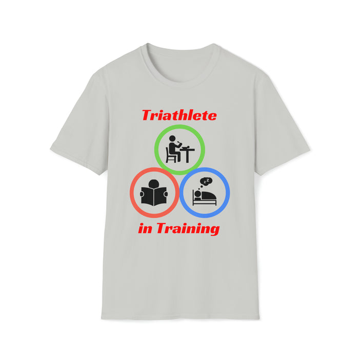 Unisex Softstyle T-Shirt - "Triathlete in Training": Read - Eat - Sleep