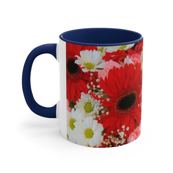 Accent Coffee Mug, 11oz - BlossomGuard: Close-up Floral Elegance