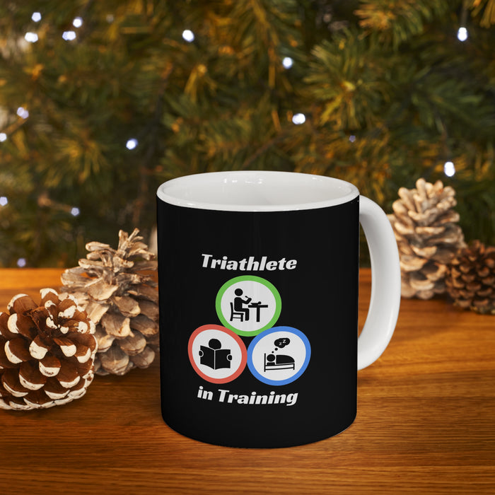 Ceramic Mug 11oz - "Triathlete in Training": Read - Eat - Sleep