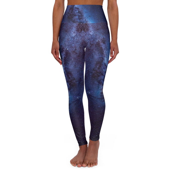 High Waisted Yoga Leggings (AOP) - Galactic Bliss: Embrace Cosmic Charm Beyond Yoga