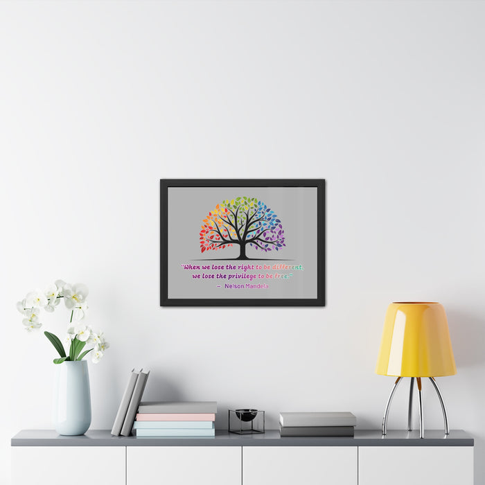 Framed Posters - "When we lose the right to be different, we lose the privilege to be free."