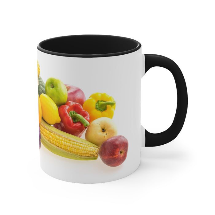 Accent Coffee Mug, 11oz - Fruitful Harvest: A Vibrant Feast