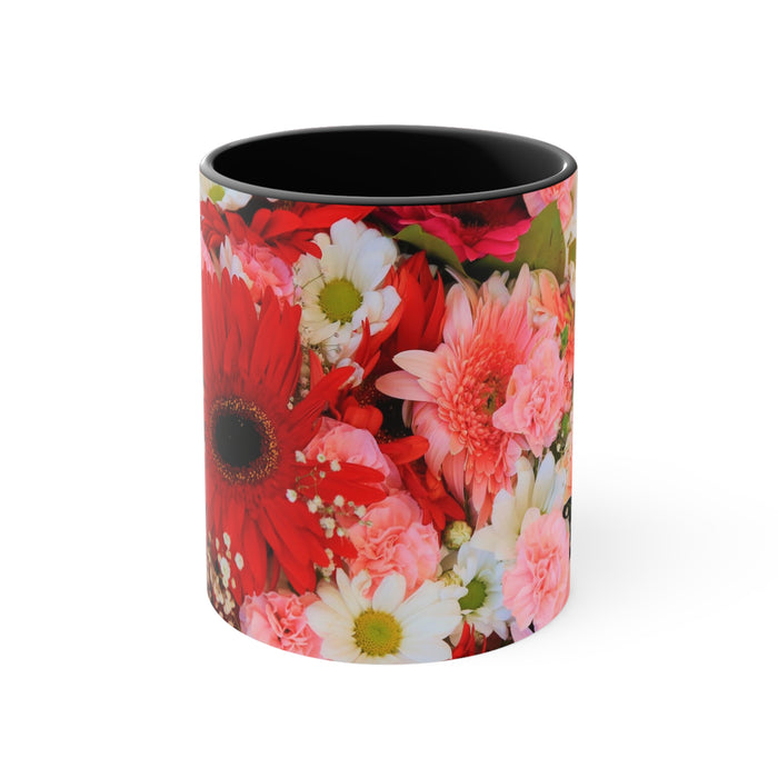 Accent Coffee Mug, 11oz - BlossomGuard: Close-up Floral Elegance