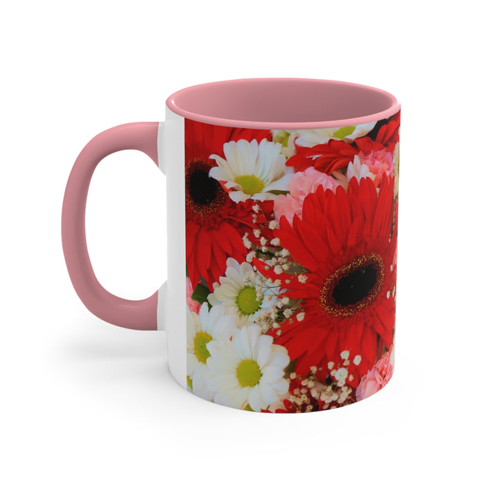 Accent Coffee Mug, 11oz - BlossomGuard: Close-up Floral Elegance