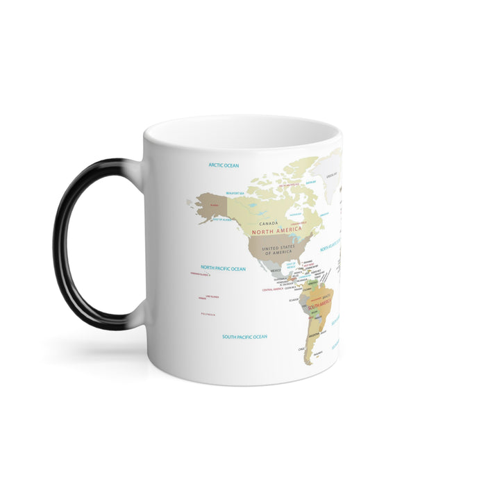 Colour Morphing Mug, 11oz - Cartographer's Delight: The World Map