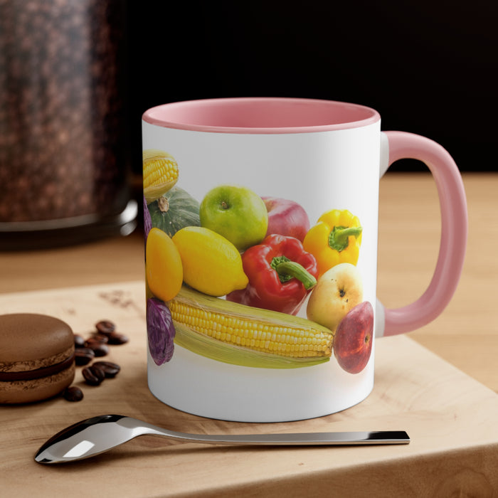 Accent Coffee Mug, 11oz - Fruitful Harvest: A Vibrant Feast