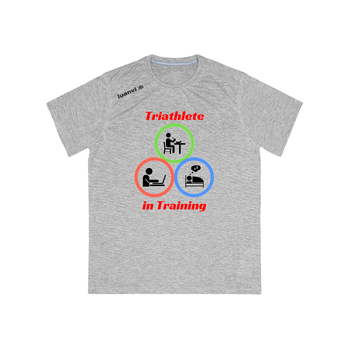 Men's Sports T-shirt  - "Triathlete in Training": Study/Work - Eat - Sleep
