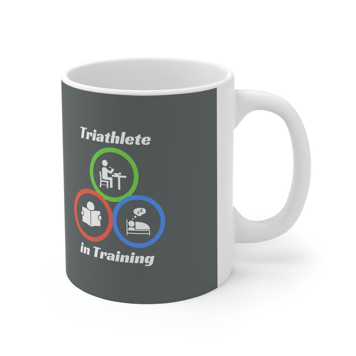 Ceramic Mug 11oz - "Triathlete in Training": Read - Eat - Sleep