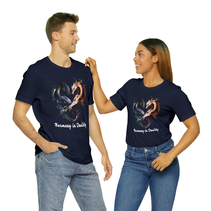 Unisex Jersey Short Sleeve Tee - Harmony in Duality: Embrace the Dance of Yin and Yang Dragons!