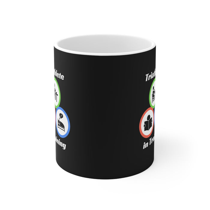 Ceramic Mug 11oz - "Triathlete in Training": Read - Eat - Sleep