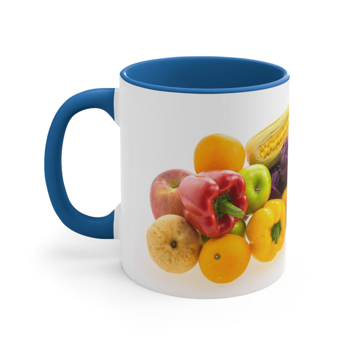 Accent Coffee Mug, 11oz - Fruitful Harvest: A Vibrant Feast