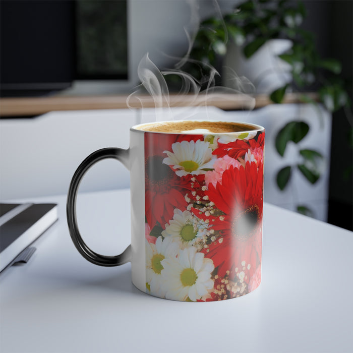 Colour Morphing Mug, 11oz - Dynamic Blooms: Transforming Floral Elegance