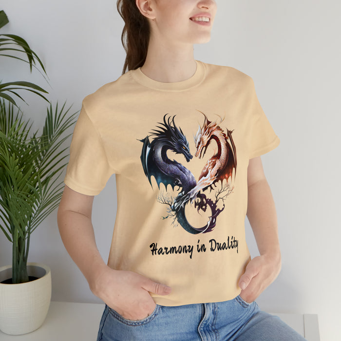 Unisex Jersey Short Sleeve Tee - Harmony in Duality: Embrace the Dance of Yin and Yang Dragons!