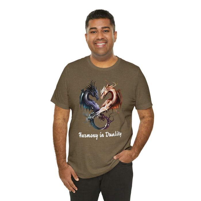 Unisex Jersey Short Sleeve Tee - Harmony in Duality: Embrace the Dance of Yin and Yang Dragons!