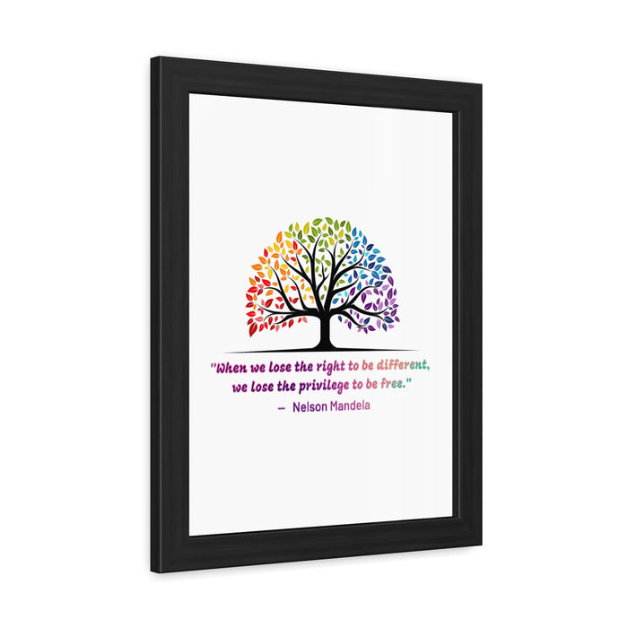 Framed Posters - "When we lose the right to be different, we lose the privilege to be free."