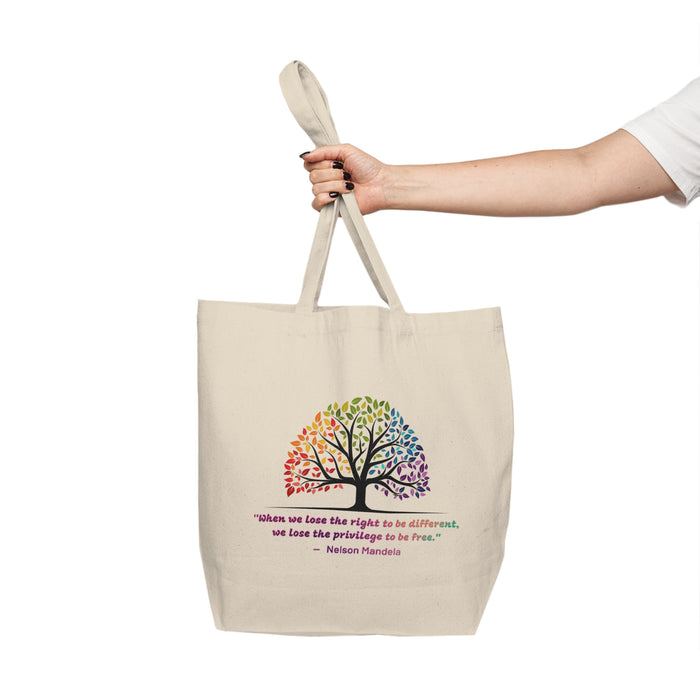 Canvas Shopping Tote -  "When we lose the right to be different, we lose the privilege to be free."