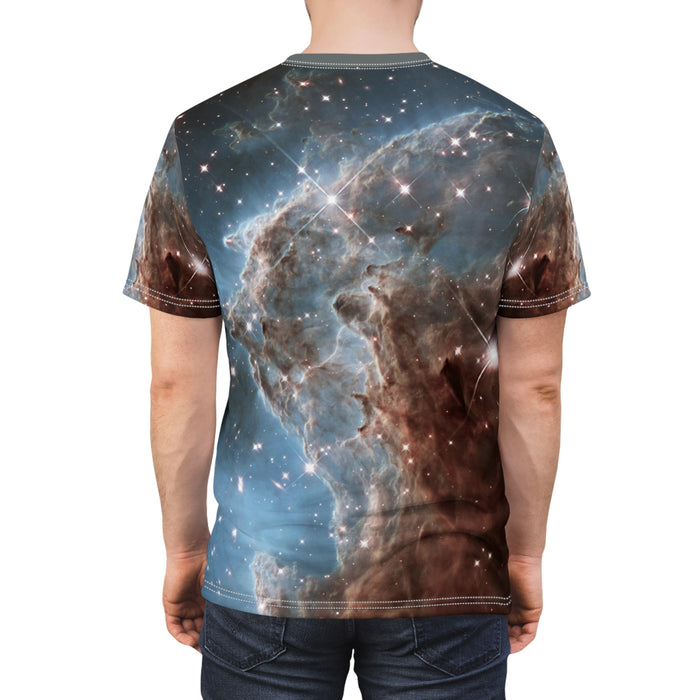 Unisex Cut & Sew Tee (AOP) - Cosmic Safari: Monkey Head Nebula