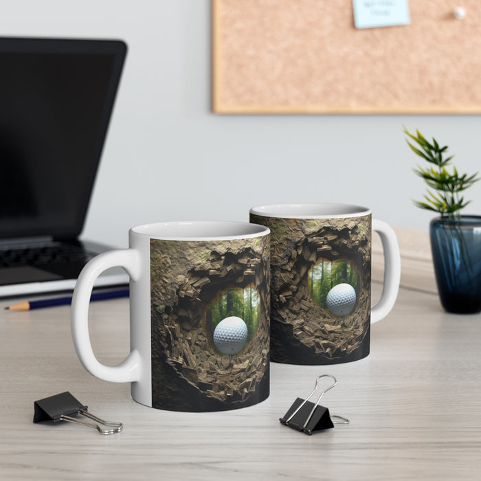 Ceramic Mug 11oz - Tranquil Greens Collection: 3D Golf Ball Sublimation Mug