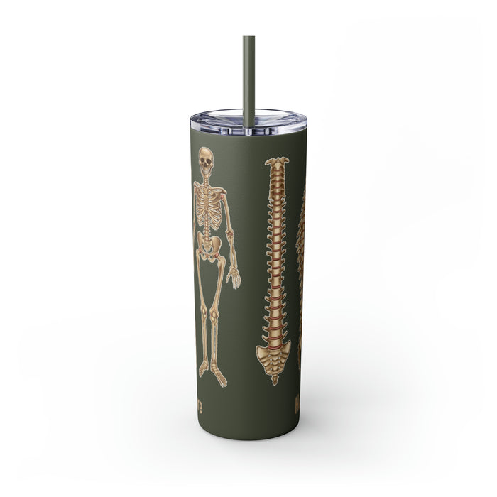 Anatomical Marvel: 20oz Skinny Tumbler with Human Skeleton Structure | Keeps Drinks Hot 12H, Cold 24H | BPA-Free