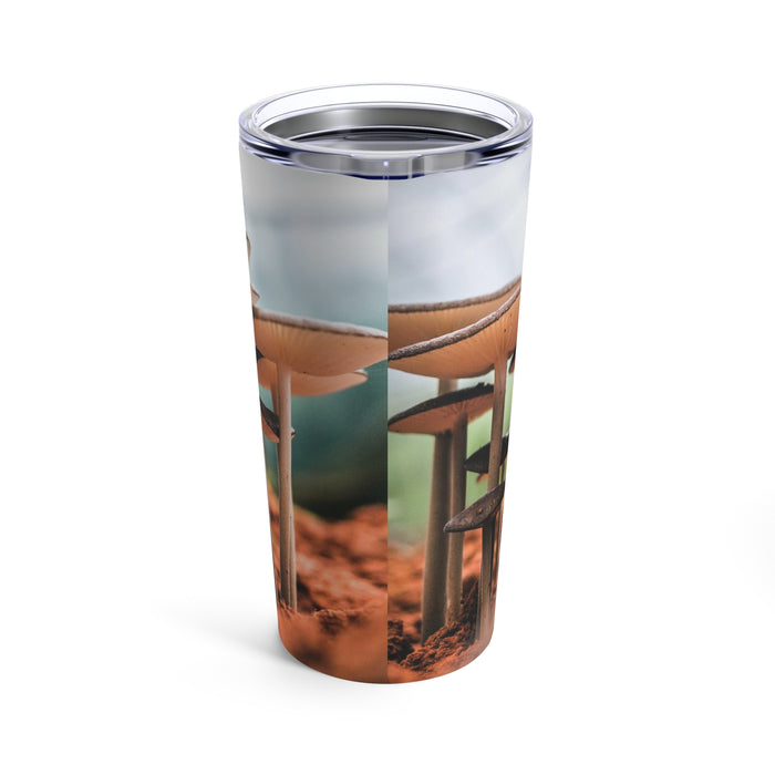 Stainless Steel Tumbler, 20oz - Mushroom Marvel: Embracing Nature's Fungal Tapestry