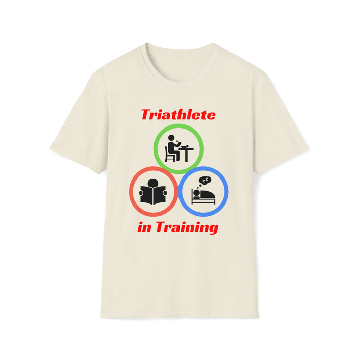 Unisex Softstyle T-Shirt - "Triathlete in Training": Read - Eat - Sleep