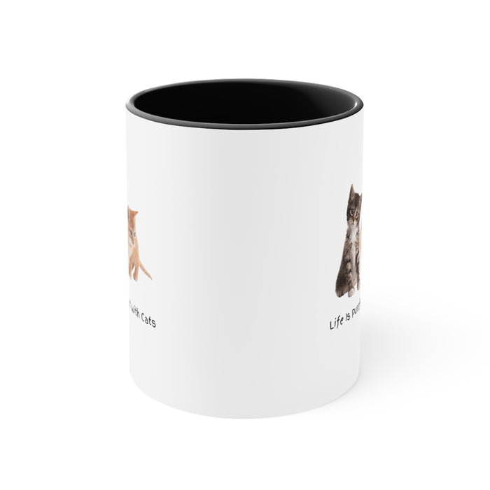 Accent Coffee Mug, 11oz - Pawsome Delight: "Life Is Purrfect With Cats"