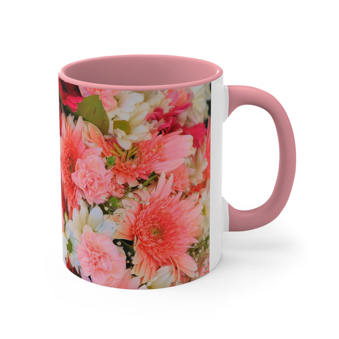 Accent Coffee Mug, 11oz - BlossomGuard: Close-up Floral Elegance