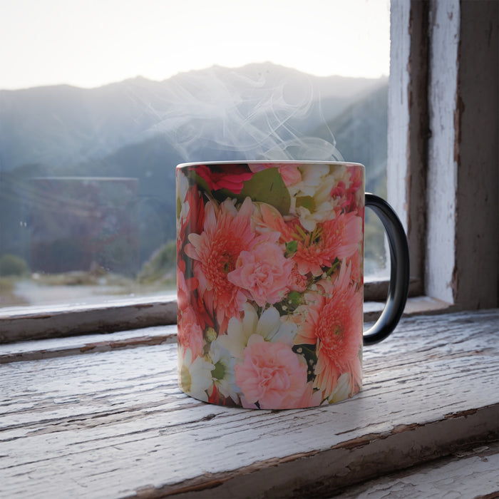 Colour Morphing Mug, 11oz - Dynamic Blooms: Transforming Floral Elegance