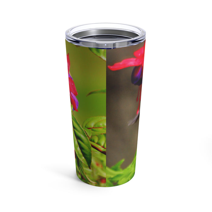 Stainless Steel Tumbler, 20oz - Vibrant Sip: Hummingbird Delight