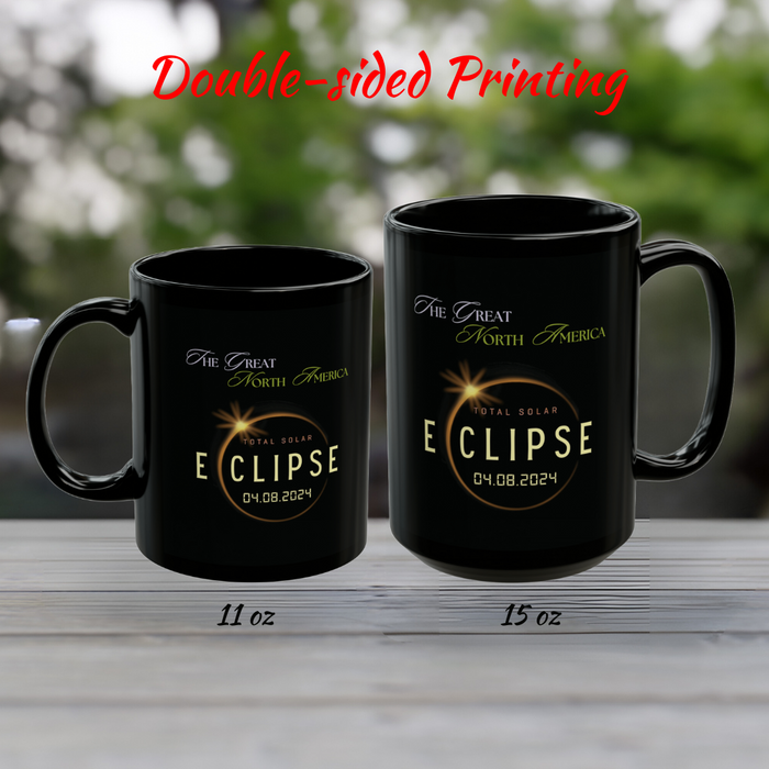 Capturing Cosmic Wonder: Commemorative Black Solar Eclipse Mug - 2024 Event Edition (11 & 15 oz)