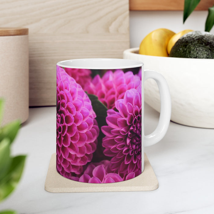Ceramic Mug 11oz - Dazzling Dahlia Haven