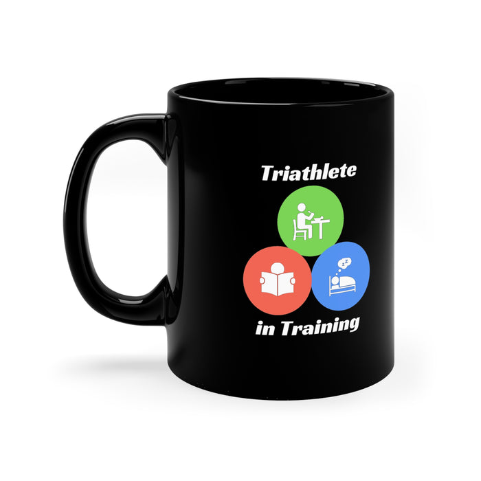 11oz Black Mug - "Triathlete in Training": Read - Eat - Sleep