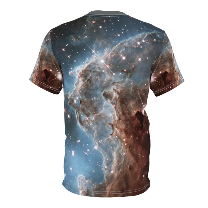 Unisex Cut & Sew Tee (AOP) - Cosmic Safari: Monkey Head Nebula