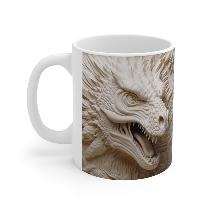 Ceramic Mug 11oz - 3D White Dragon Sublimation Mug