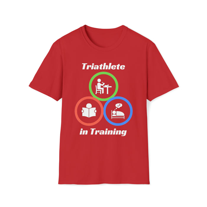 Unisex Softstyle T-Shirt - "Triathlete in Training": Read - Eat - Sleep