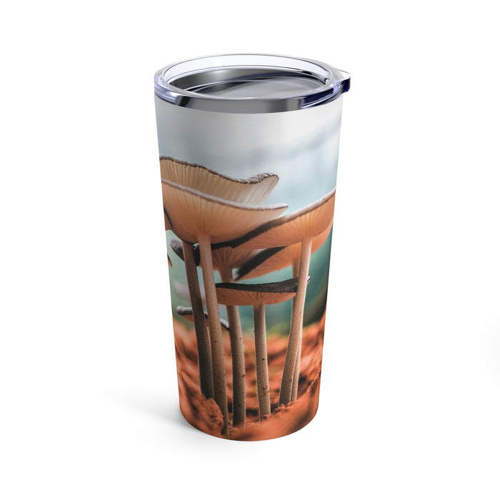 Stainless Steel Tumbler, 20oz - Mushroom Marvel: Embracing Nature's Fungal Tapestry