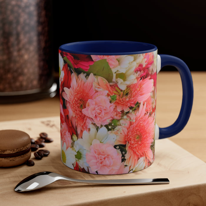 Accent Coffee Mug, 11oz - BlossomGuard: Close-up Floral Elegance