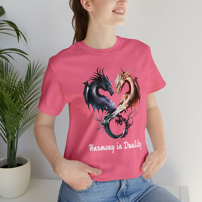 Unisex Jersey Short Sleeve Tee - Harmony in Duality: Embrace the Dance of Yin and Yang Dragons!