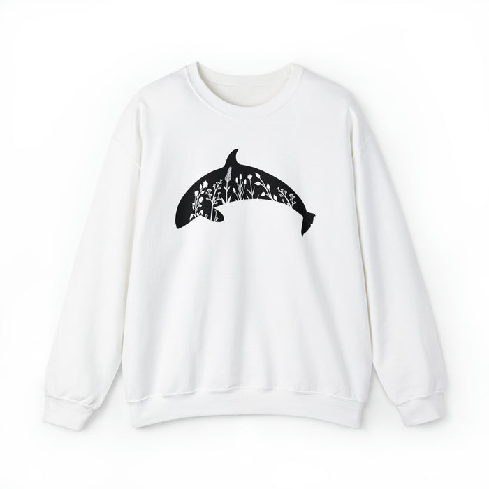 Unisex Heavy Blend™ Crewneck Sweatshirt - "Orca Beauty in Bloom 🌸🐬"