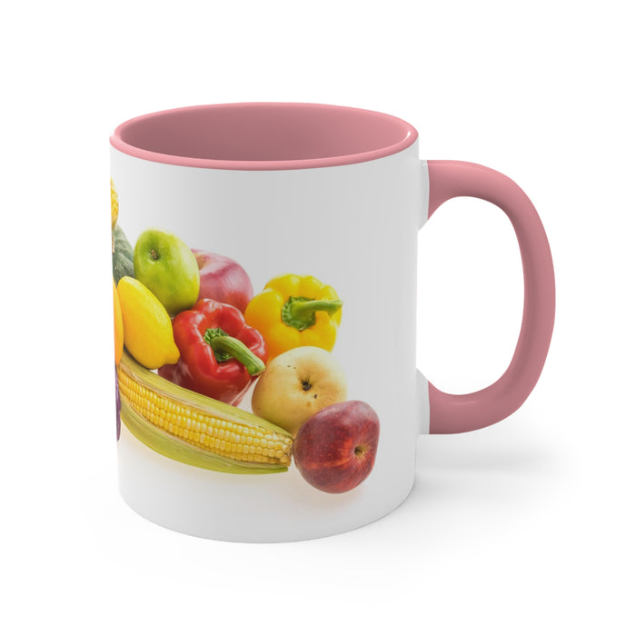 Accent Coffee Mug, 11oz - Fruitful Harvest: A Vibrant Feast