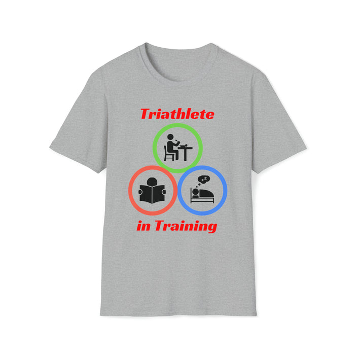 Unisex Softstyle T-Shirt - "Triathlete in Training": Read - Eat - Sleep