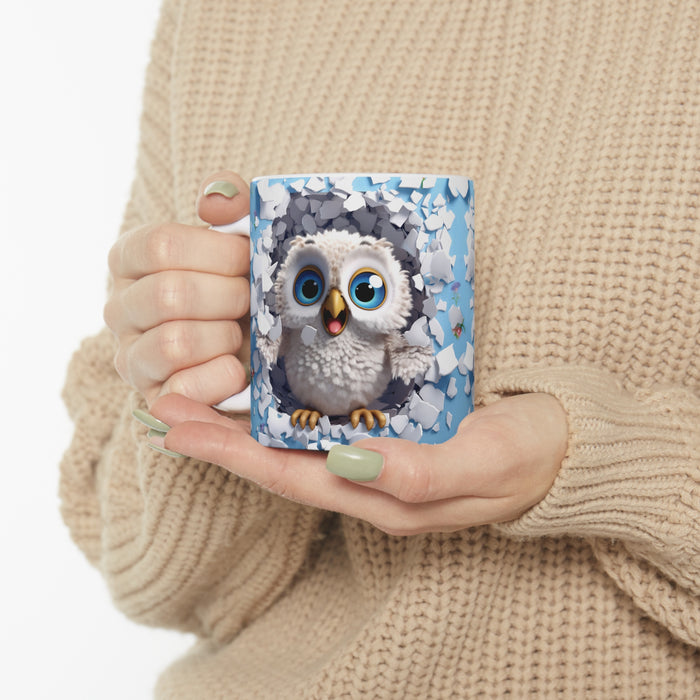 Ceramic Mug 11oz - 3D Bright Owl Hole In A Wall Sublimation Mug