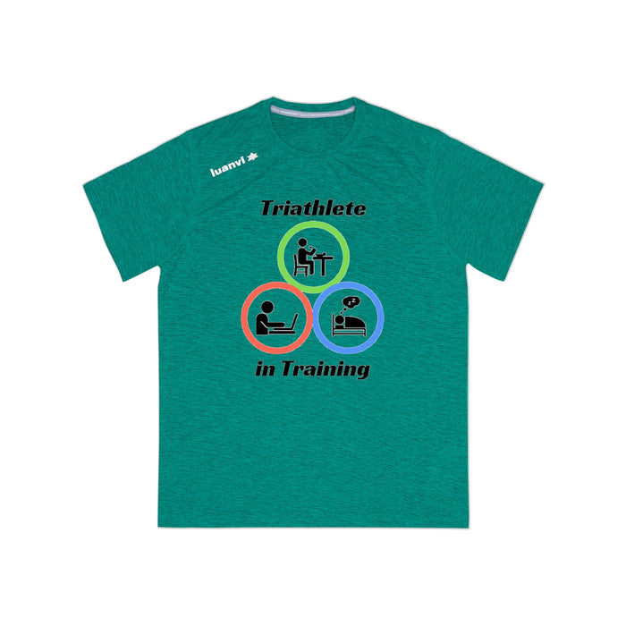 Men's Sports T-shirt  - "Triathlete in Training": Study/Work - Eat - Sleep