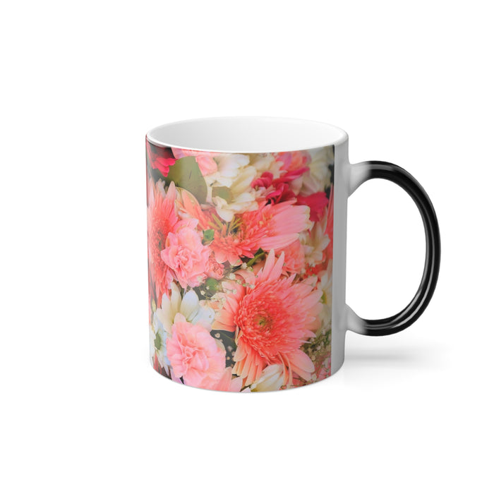 Colour Morphing Mug, 11oz - Dynamic Blooms: Transforming Floral Elegance